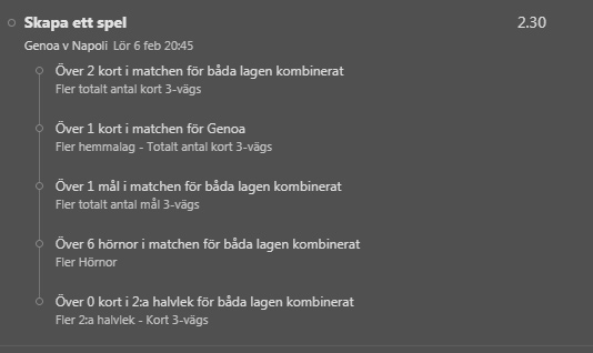 Genoa mot Napoli Helgens Hundring